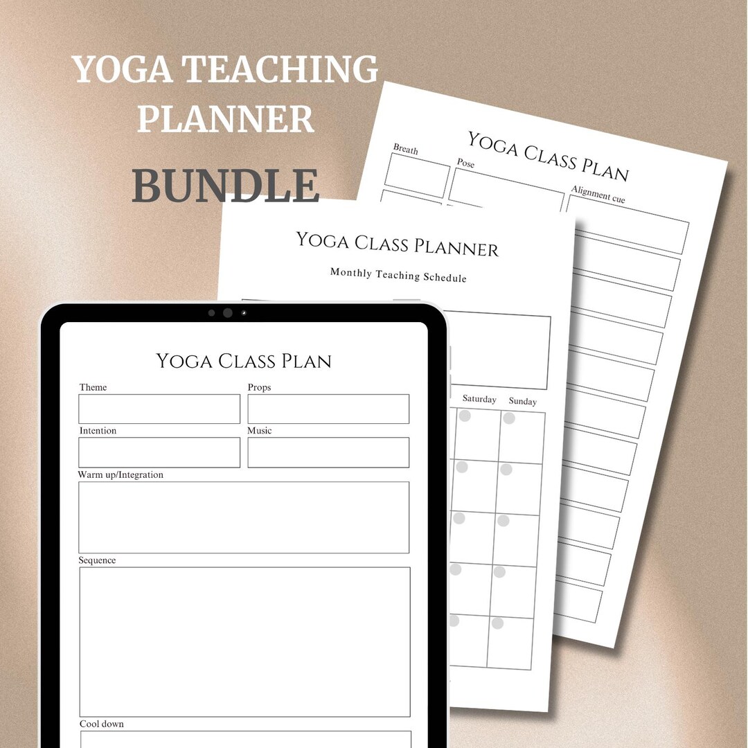 Yoga Teaching Planner Bundle Printable | Class Plan Template Monthly ...