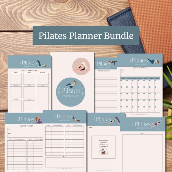 Pilates Journal Tracker Printable Pilates Planner Fitness Plan Tracker Pilates Cards Exercise Journal for Pilates Lover friend Gift