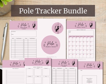 Voortgangstracker paaldans Afdrukbare bundel Pole Fitness Journal Planner Vriend cadeau voor zus Sjabloon dansers Doelen bijhouden