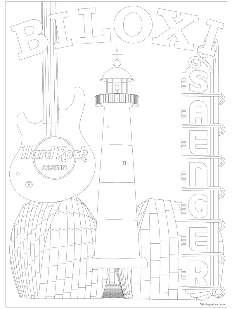 Biloxi Mississippi Giant Coloring Poster 32 x Etsy