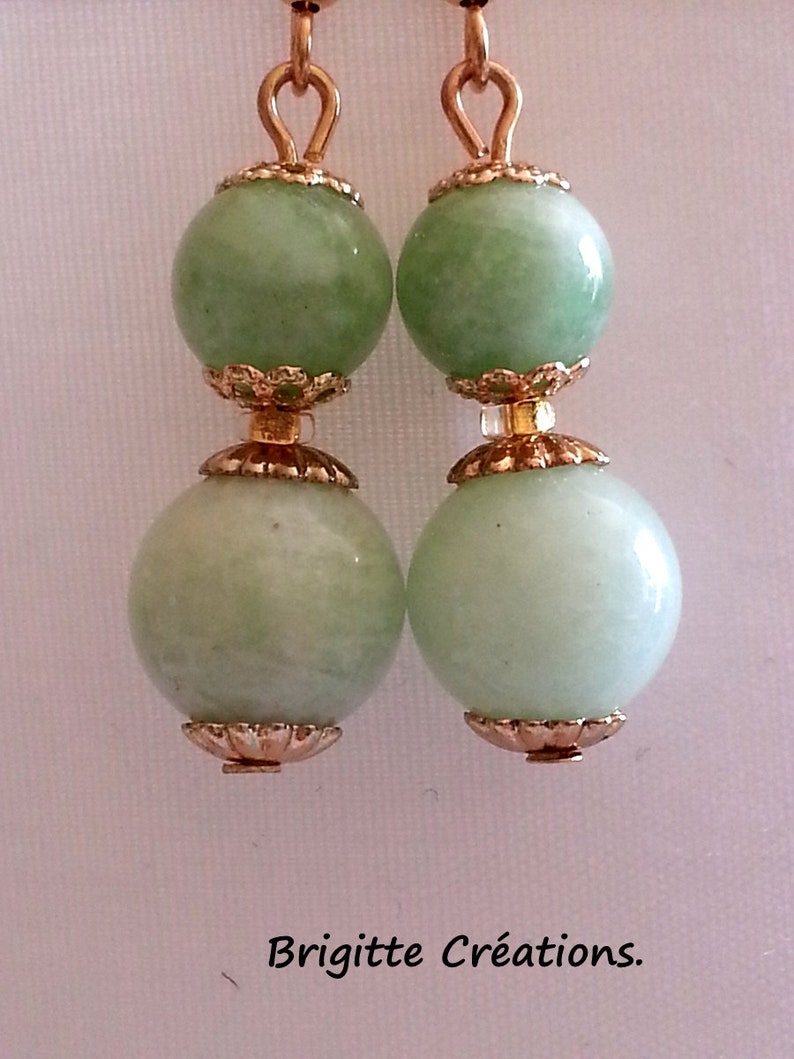 AMAZONITE PEARL BOUCLES of Tanzanian pearls on gold filled earrings,