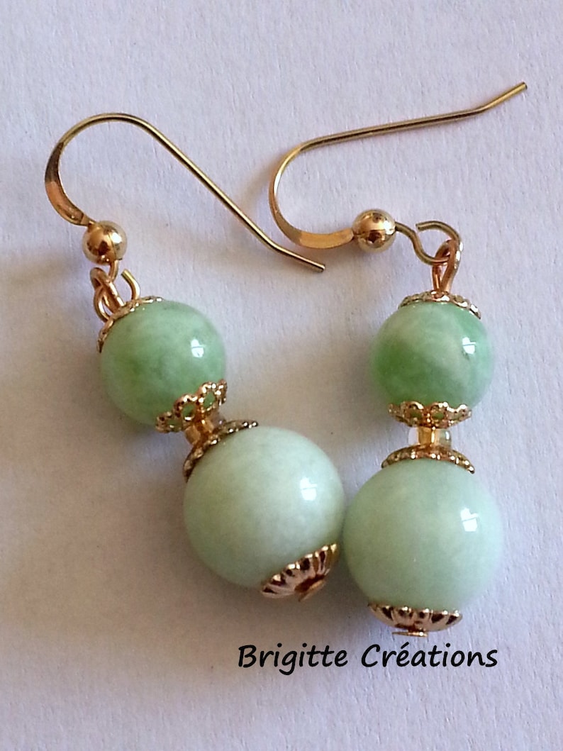 AMAZONITE PEARL BOUCLES of Tanzanian pearls on gold filled earrings,