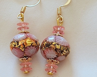 BOUCLES D'OREILLES en perles de verre de Murano authentiques sur crochets d'oreilles en gold filled.