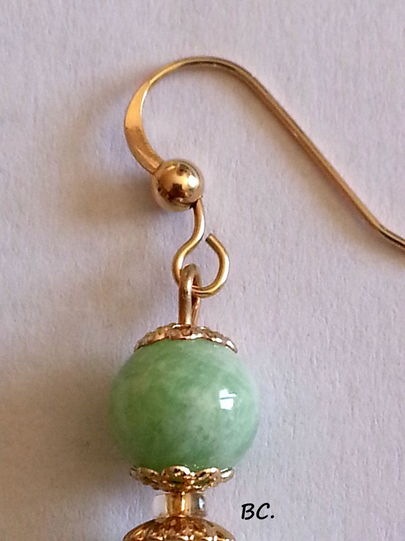 AMAZONITE PEARL BOUCLES of Tanzanian pearls on gold filled earrings,
