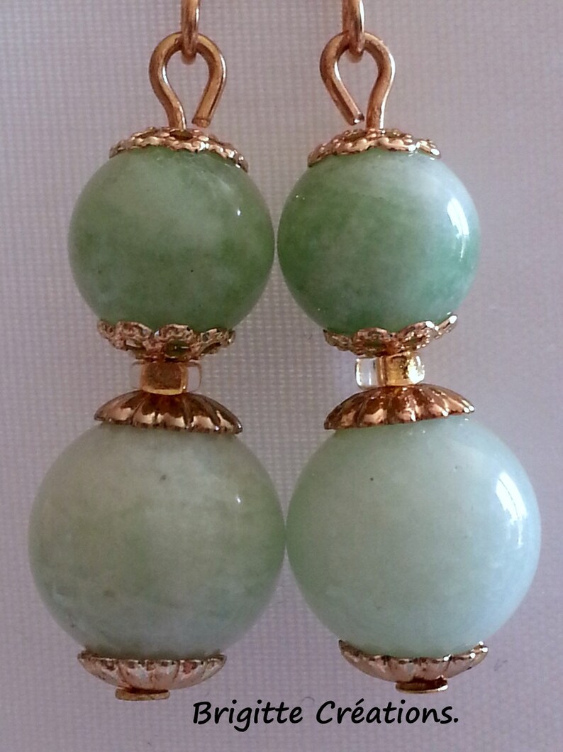 AMAZONITE PEARL BOUCLES of Tanzanian pearls on gold filled earrings,