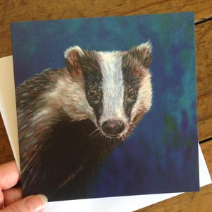 Badger Greeting Card: Realistic Oil Painting, British Wildlife