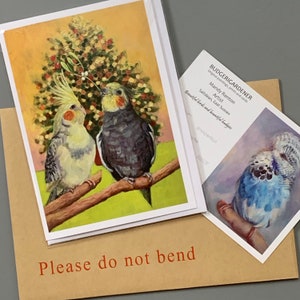 Cockatiel Christmas Card, Christmas Tree, Bird Christmas Card, Mistletoe Kiss, Blank Inside, Pet Bird, Nymphensittich, Valkparkiet image 4