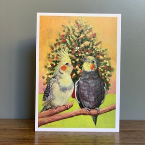 Cockatiel Christmas Card, Christmas Tree, Bird Christmas Card, Mistletoe Kiss, Blank Inside, Pet Bird, Nymphensittich, Valkparkiet image 5