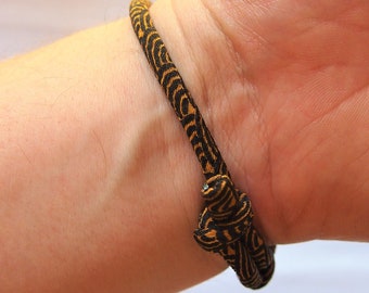 Golden Brown Minimalist Bracelet: Ocean Wave Design, Adjustable, Durable, Everyday Use