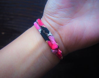 Kimono Fabric Bracelet, Japanese Cord, Adjustable Knot Bracelet