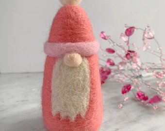 Made to Order - Handmade Needle Felted Wool Waldorf Style Valentine’s Day Gnome Holiday Valentine Figurine Decoration Valentines Heart Gift