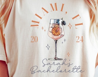 Personalized Miami Bachelorette Shirt, Club Miami Bachelorette Tee, Miami Bachelorette, Comfort Colors Custom Location Bachelorette Party