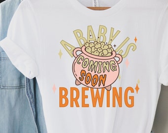 A baby is brewing pregnancy announcement shirt, halloween pregnancy tshirt, october baby announcement shirt, cute pregnancy shirt, mom to be