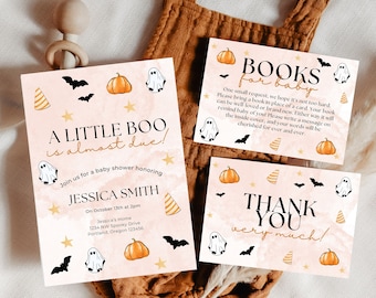 Halloween Baby Shower Invite, A Little Boo Is Almost Due, Baby Shower Invitation Bundle, Fall Halloween Baby Shower Invitation