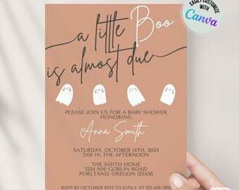 Halloween Baby Shower Invite, A Little Boo Is Almost Due, Baby Shower Invitation Bundle, Fall Halloween Baby Shower Invitation