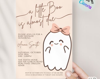 Halloween Baby Shower Invite, A Little Boo Is Almost Due, Baby Shower Invitation Bundle, Fall Halloween Baby Shower Invitation