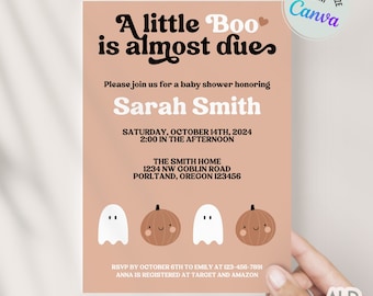 Halloween Baby Shower Invite, A Little Boo Is Almost Due, Baby Shower Invitation Bundle, Fall Halloween Baby Shower Invitation