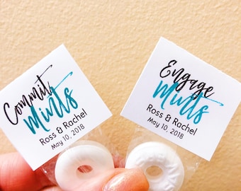 50 Wedding Favors, Commit Mint Wedding Favors, Engage Mint Favors, Wedding Favor Mints, Personalized Wedding Favor, Rustic Wedding Favors