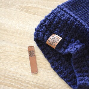 40 pcs | Laser Engraved Knitwear Sew-On Tags, Clothing Tags, Handmade Tags, Handmade Labels, Knitting Tags, Crochet Tags - BROWN