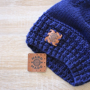 40 pcs | Laser Engraved Knitwear Sew-On Patches, Clothing Patches, Handmade Patches, Handmade Patches, Knitting Tags, Crochet Tags BROWN