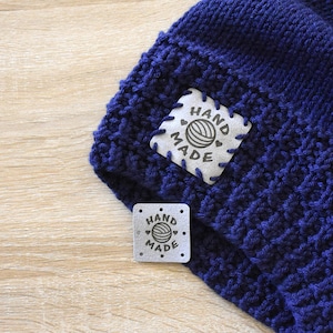 20 pcs | Laser Engraved Knitwear Sew-On Patches, Clothing Patches, Handmade Patches, Handmade Label, Knitting Tags, Crochet Tags - GRAY