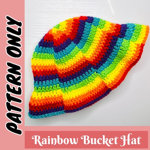 Vibrant Multicolor Crochet Bucket Hat Colorful Y2K Crochet Bucket Hats Handmade Fisherman Hats  main image 3