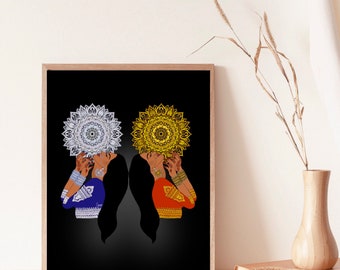 roshni rajakumaris // sun and moon // print // desi art // indian // india // art // home decor