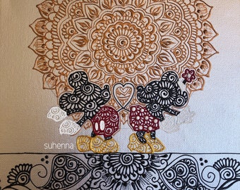 mickey and minnie henna canvas // disney // love // wall art // home decor