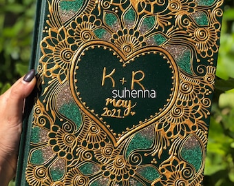 custom henna guestbook // wedding // shaadi // Indian - desi - mendhi - mehndi - sign in - book - stationary