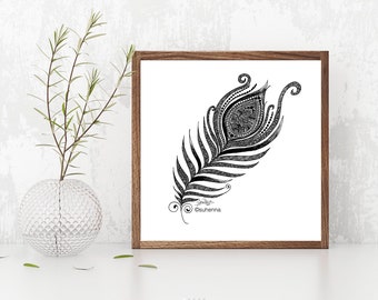 peacock henna print // peacock feather // feather // home decor