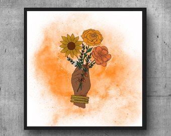 a phool for you - print // flowers // floral // desi art // home decor // wall art // bangles // sunflower