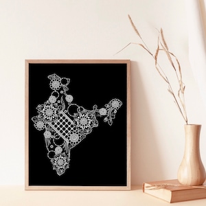 India country print // henna world map // atlas // travel // home decor