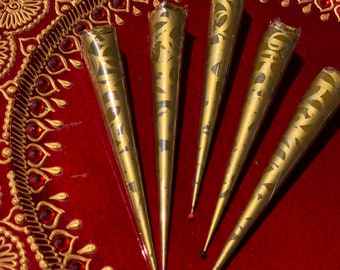 FIVE HENNA CONES // all natural, hand made henna cones // henna paste // natural henna // henna art // mendhi // mehndi