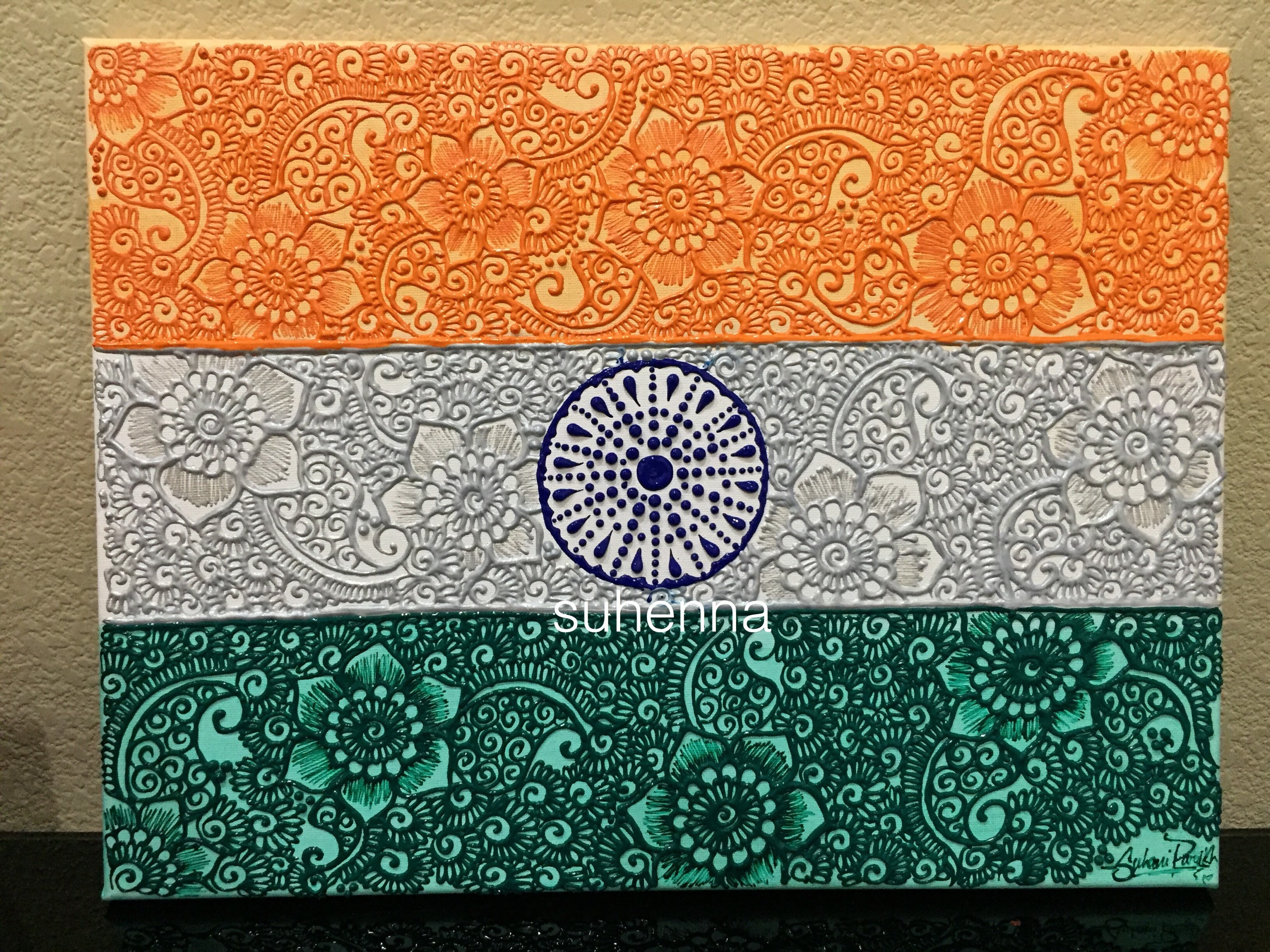 Indian Flag Henna Canvas Home Decor Office Decor Gift Etsy