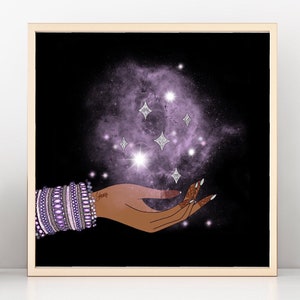 sitaara wali // star girl fine art print // desi indian home decor // galaxy space stars sun