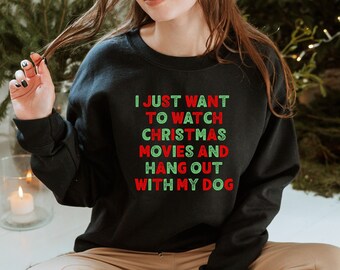 Christmas Movie Dog Sweatshirt | Christmas Dog Mom Jumper | Funny Dog Dad Sweatshirt