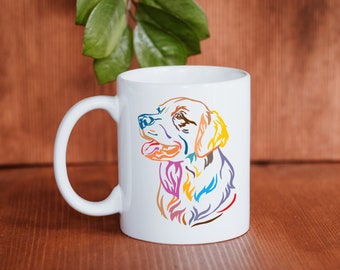 Mug Golden Retriever arc-en-ciel avec portrait d'animal de compagnie