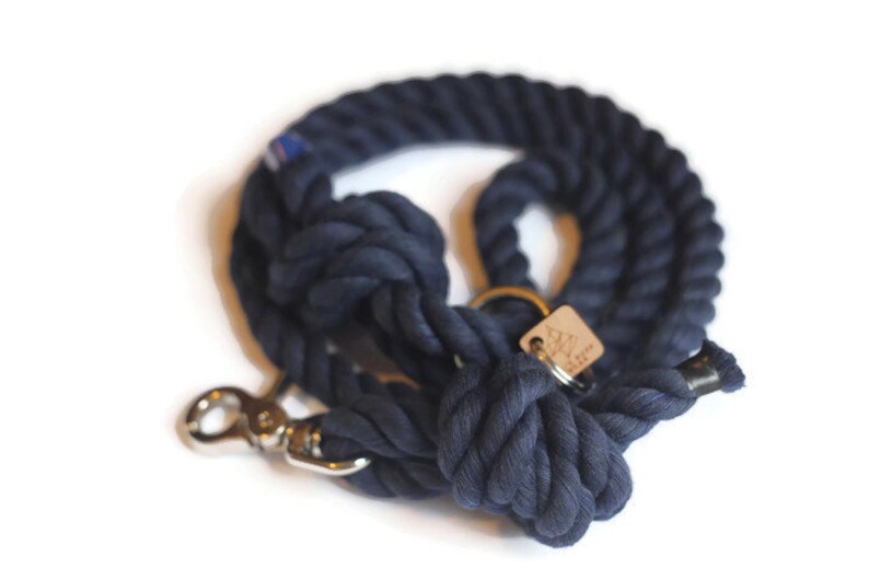 Navy Knotted Rope Dog Leash Navy Blue Dog Leash Nautical Etsy