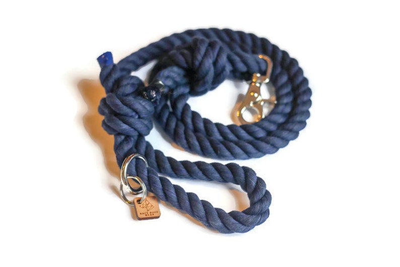 Navy Knotted Rope Dog Leash Navy Blue Dog Leash Nautical Etsy