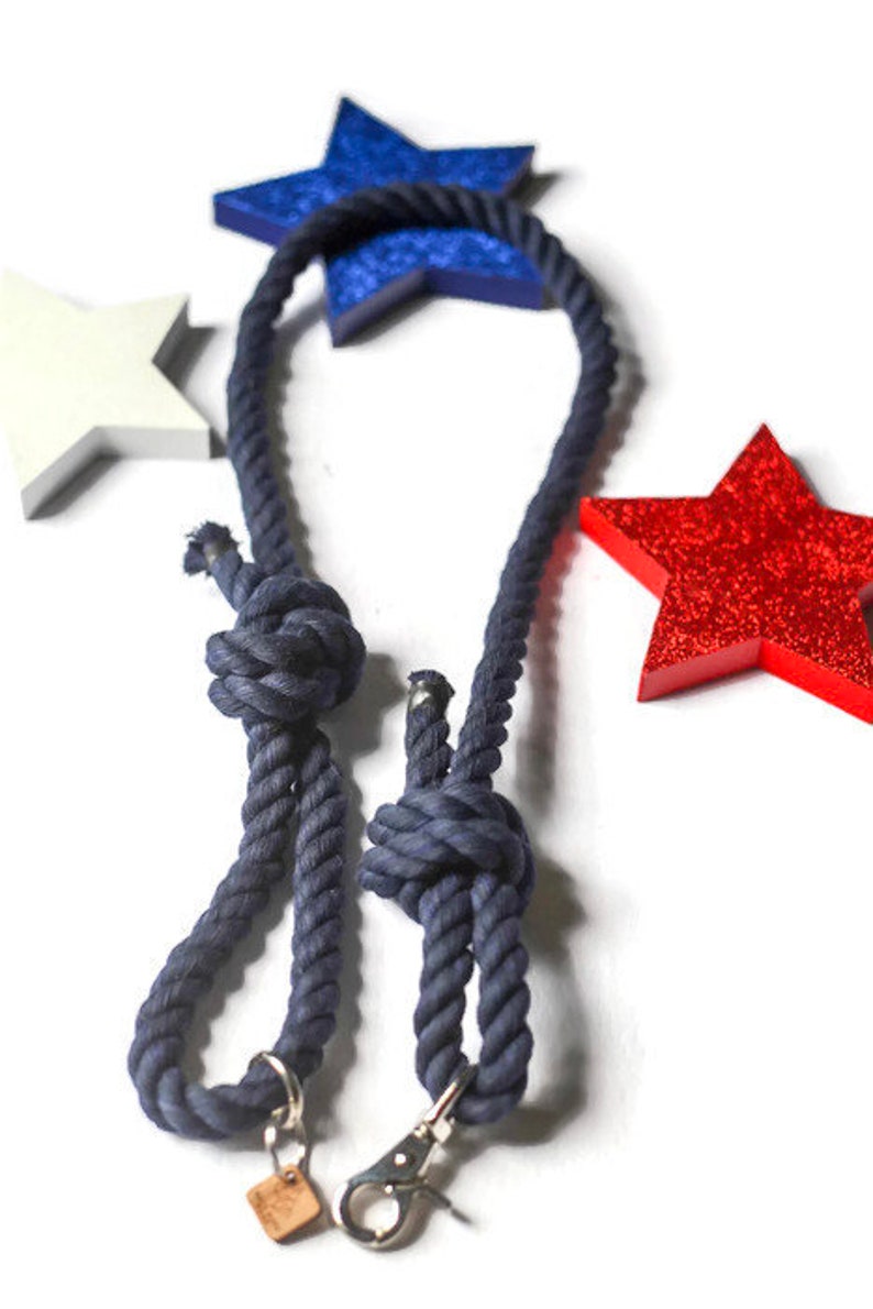 Navy Knotted Rope Dog Leash Navy Blue Dog Leash Nautical Etsy