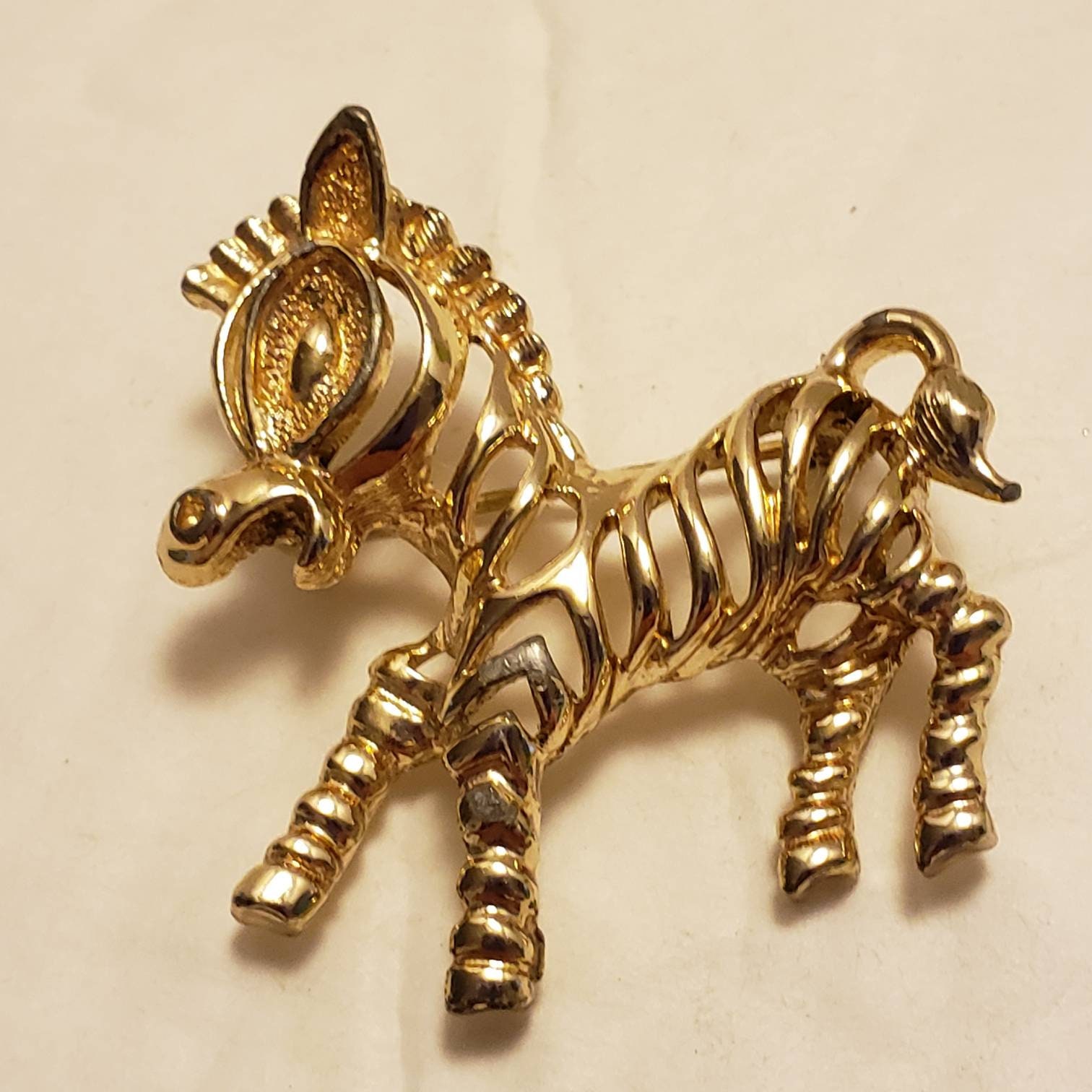 Vintage Costume Jewelry Zebra Brooch Gold Tone 1.5 Etsy
