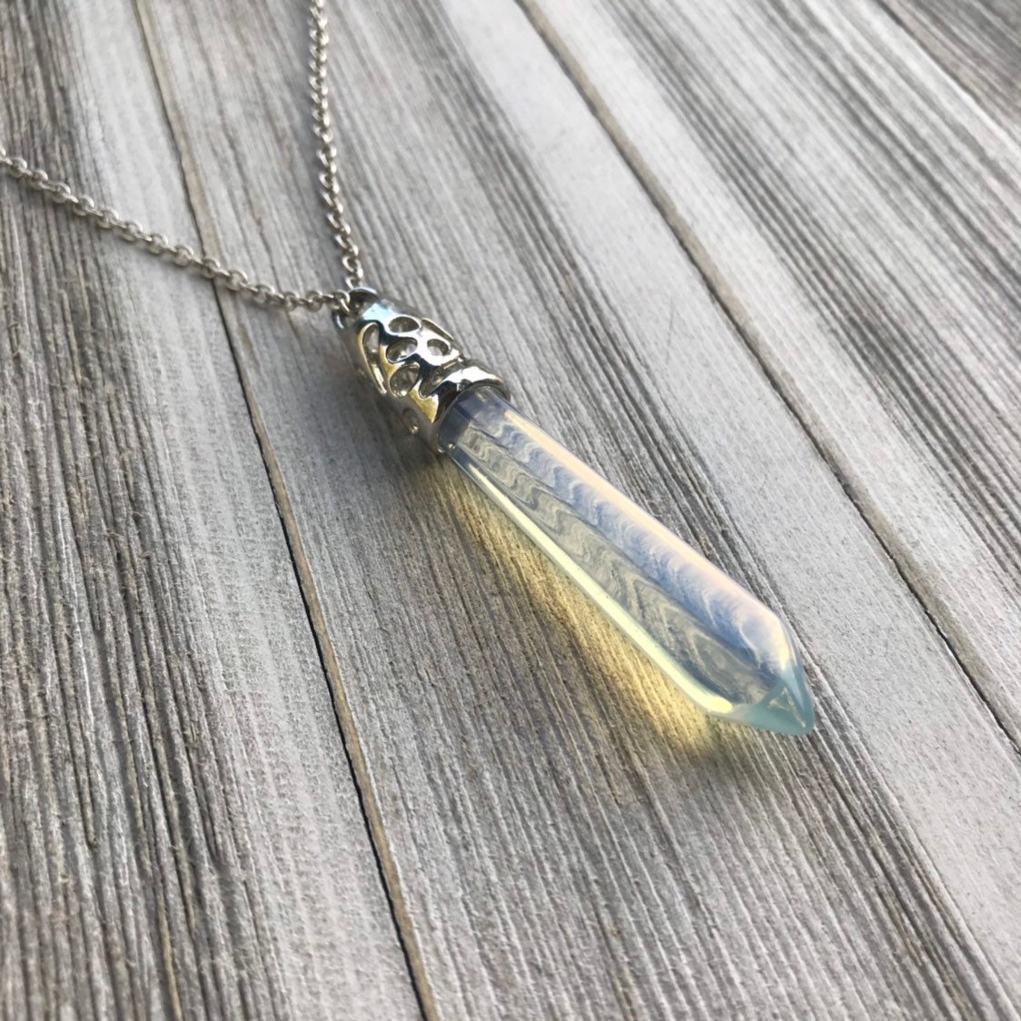 Opalite Point Pendant Necklace Healing Crystal Necklace - Etsy Canada