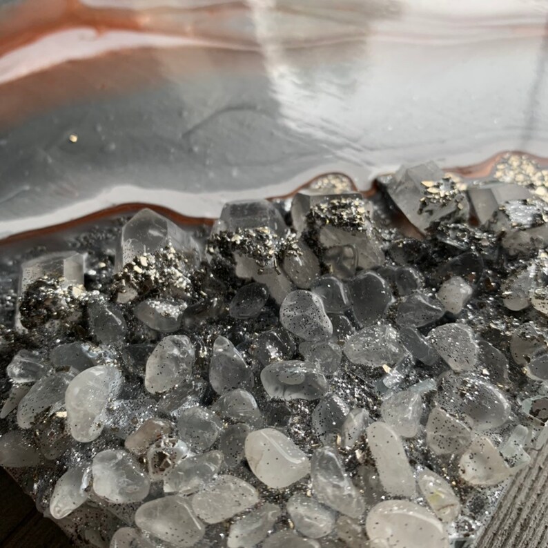 Rose Gold Clear Quartz Crystal Geode Wall Art Original Etsy