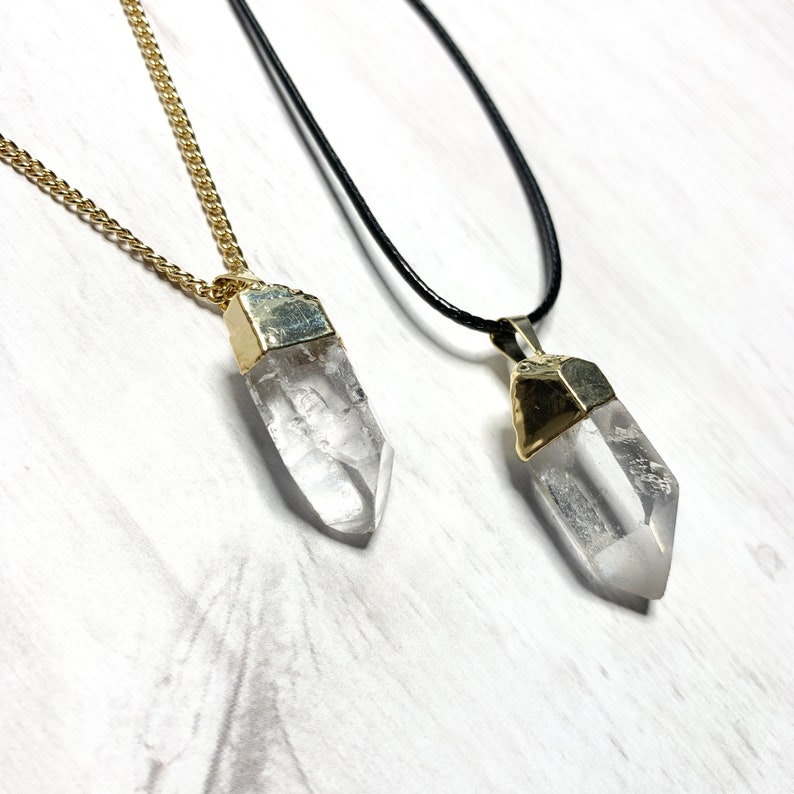 Quartz Crystal Long Distance Boyfriend Gift Raw Gemstone Jewelry Necklaces For Men