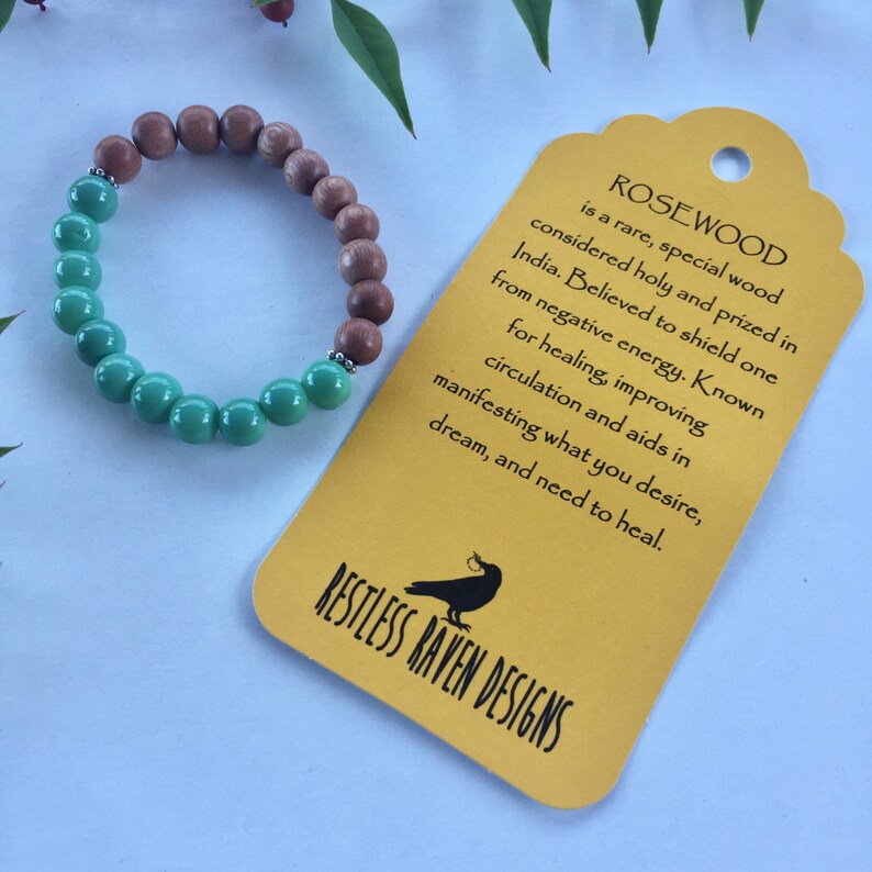 Genuine Natural Rosewood Bracelet Healing Crystals Gemstones Calming Zen Reiki Meditation Yoga Metaphysical Spiritual Gift