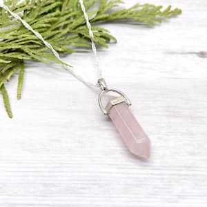 Rose Quartz Pendant Necklace Genuine 