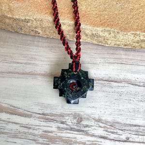 Inca Cross Pendant Necklace, Soap Stone Carved Pendant, Good Luck Necklace, Andean Cross, Chakana Pendant