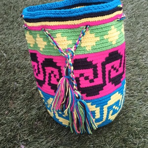Colombian Wayuu Mochila, Colorful Handmade Bag, Hippie Shoulder Bag
