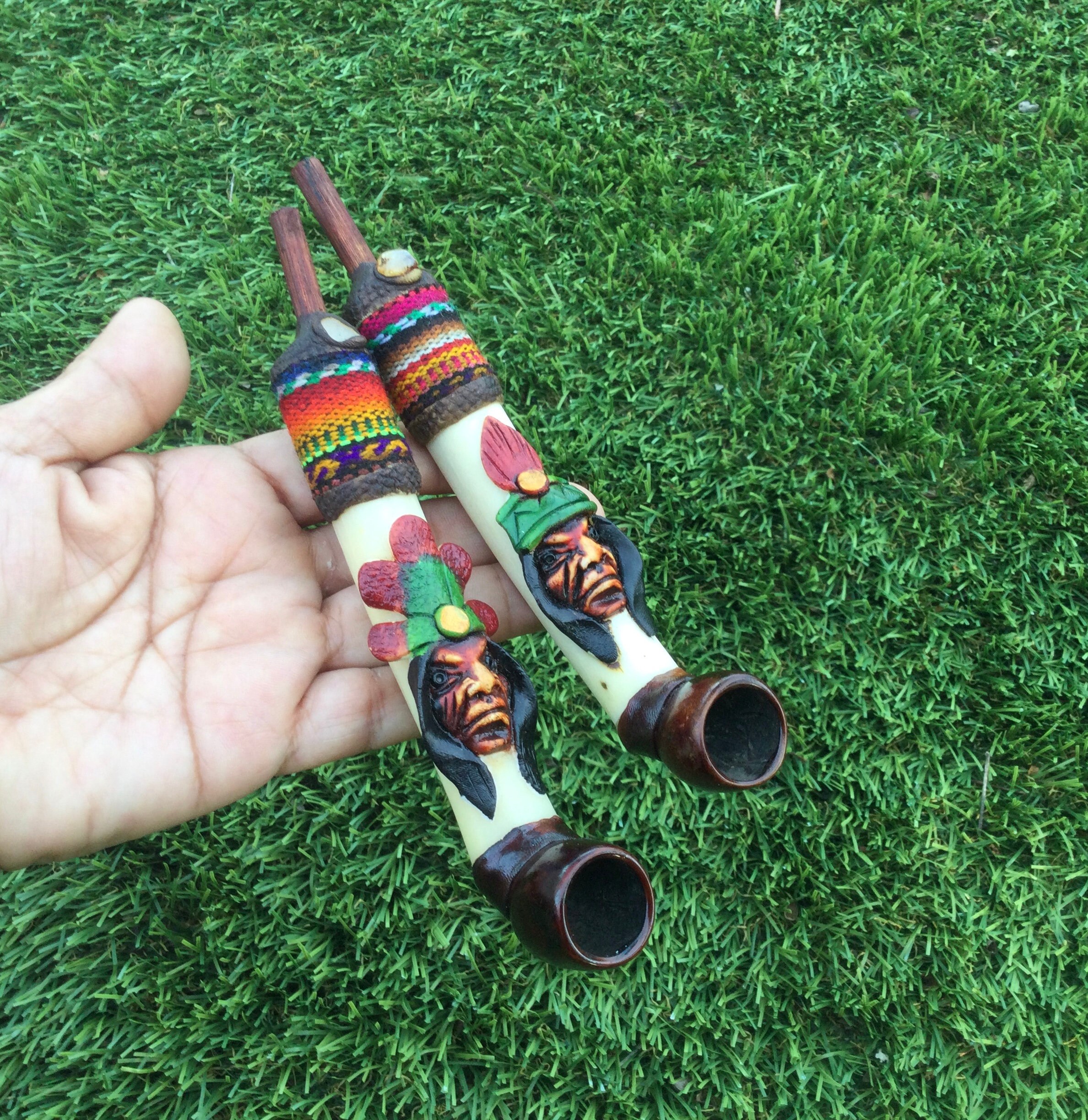 Peruvian Shaman Smoking Pipe, Handcarved Bone Pipe, Ritual Ceremony Shamanic Pipe