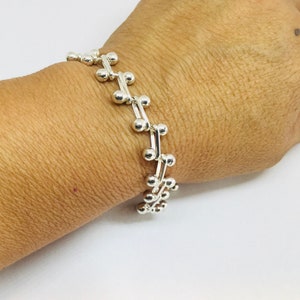 Pulseira de prata esterlina, pulseira de contas de prata, pulseira delicada de contas, pulseira feminina